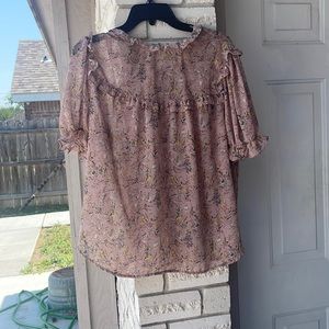 The brand is SHEIN, size 1XL, blush pink w/ floral pattern